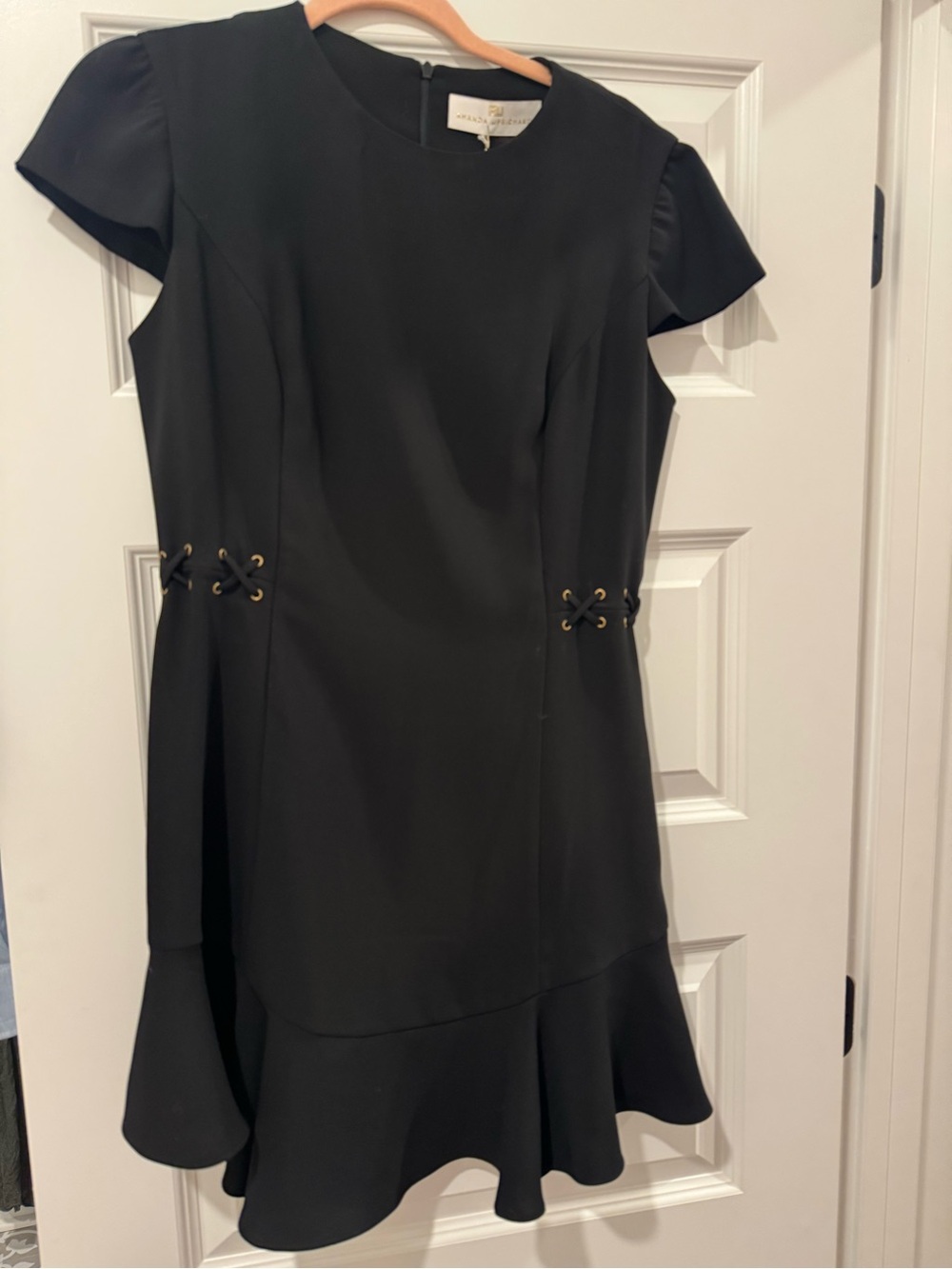 Amanda Uprichard Black Ruffle-Hem Mini Dress- Mckenna Dress